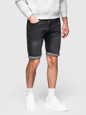 Zdjęcie produktu Szorty jeansowe męskie z podwiniętą nogawką - czarne V3 - Rozmiar: L Ombre Clothing
