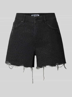 Szorty jeansowe o kroju regular fit z czystej bawełny REVIEW Czarny