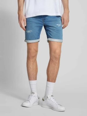 Szorty jeansowe o kroju regular fit z przetarciami model ‘RICK’ Jack&Jones Niebieski