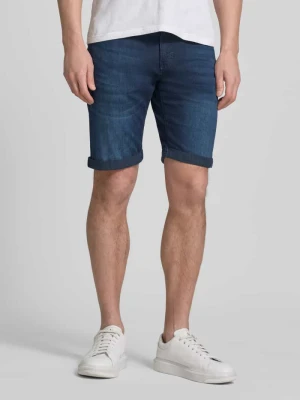 szorty jeansowe w kroju regular fit z detalem z logo Pierre Cardin
