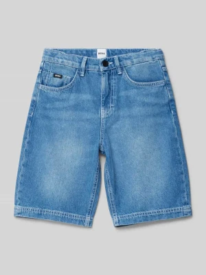 Szorty jeansowe z detalem z logo Boss