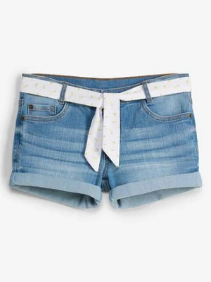Szorty jeansowe ze stretchem i z paskiem bonprix