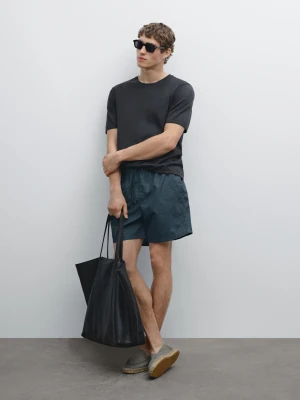 Szorty Kąpielowe Regular Fit Z Drobnym Nadrukiem - Ciemnoszary - - Massimo Dutti - Mężczyzna
