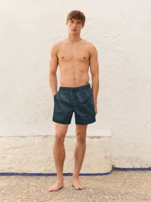 Szorty Kąpielowe Regular Fit Z Drobnym Nadrukiem - Ciemnoszary - - Massimo Dutti - Mężczyzna