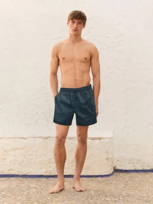 Szorty Kąpielowe Regular Fit Z Drobnym Nadrukiem - Ciemnoszary - - Massimo Dutti - Mężczyzna
