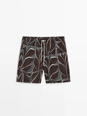 Szorty Kąpielowe W Tropikalny Wzór - Czekoladowy - Massimo Dutti - Male