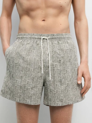 Szorty Kąpielowe Z Nadrukiem - Khaki - Massimo Dutti - Male