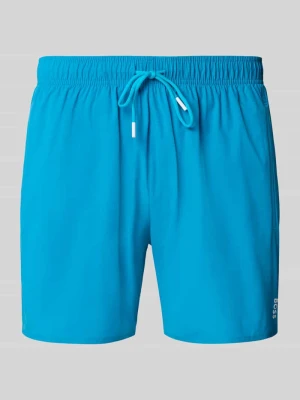 Szorty kąpielowe ze wstawką z siateczki Boss