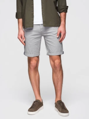 Szorty klasyczne męskie chino z podwiniętą nogawką - szare V12 Ombre Clothing