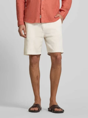 Szorty lniane o kroju tapered fit z elastycznym pasem Boss Orange
