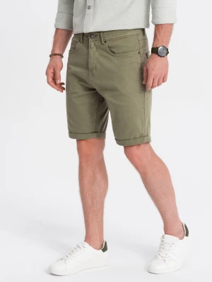 Szorty męskie CHINO - khaki V14 - Rozmiar: XXL Ombre Clothing