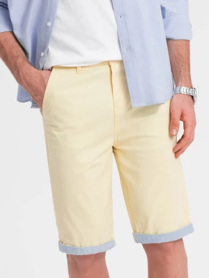 Szorty męskie chinosy z jeansowym wykończeniem - żółte V7 W421
 -                                    XL