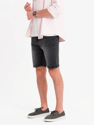 Szorty męskie denimowe o klasycznym kroju – czarne V4 - Rozmiar: M Ombre Clothing