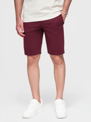 Szorty męskie dresowe przed kolano BASIC – bordowe V3 - Rozmiar: M Ombre Clothing