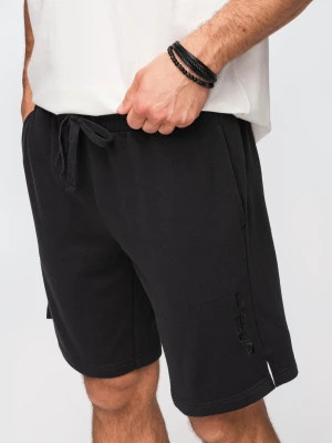 Szorty męskie REGULAR FIT z dzianiny french terry - czarne V4 - Rozmiar: L Ombre Clothing