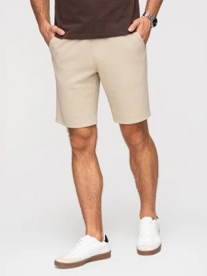 Szorty męskie strukturalne REGULAR FIT - beżowe V1 - Rozmiar: L Ombre Clothing