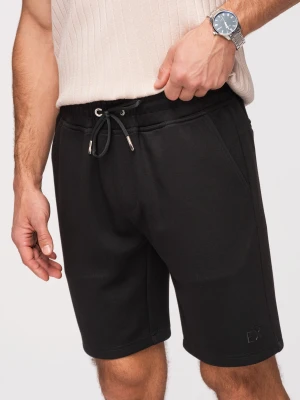 Szorty męskie z gładkiej dzianiny REGULAR FIT - czarne V1 - Rozmiar: M Ombre Clothing