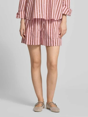 Szorty o kroju relaxed fit z mieszanki bawełny model 'JEEUW' Essentiel Antwerp Różowawy