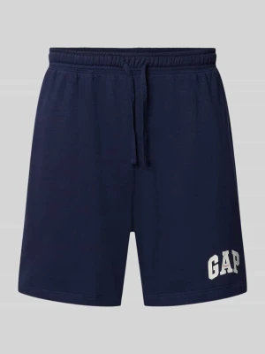 Szorty o kroju straight fit z wyhaftowanym logo model 'Arch' GAP Granatowy