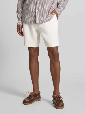Szorty o kroju tapered fit z czystego lnu model 'PERIN' Boss Biały