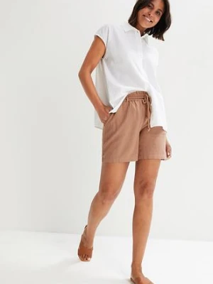 Szorty paperbag z lnem bonprix