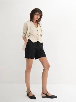 Szorty paperbag z lnem bonprix