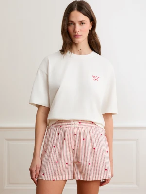 Szorty piżamowe w paski i serduszka z bawełną Etam