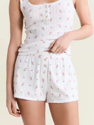 Szorty piżamowe we wzory z bawełny pointelle Etam
