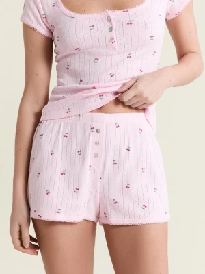 Szorty piżamowe we wzory z bawełny pointelle Etam