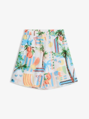 Szorty plażowe z lejącej mieszanki wiskozy BonPrix biały