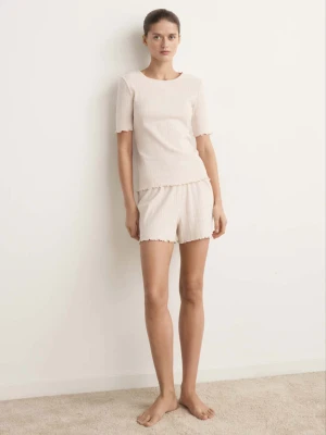 Szorty z bawełny z efektem dziurkowania różowy - Kobieta - - MANGO