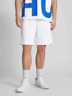 Szorty z dzianiny dresowej o kroju regular fit z naszywką z logo model ‘Nasensio’ Hugo Blue