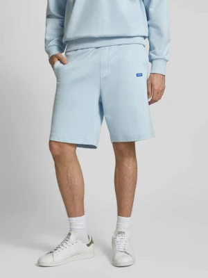 Szorty z dzianiny dresowej o kroju regular fit z naszywką z logo model ‘Nasensio’ Hugo Blue