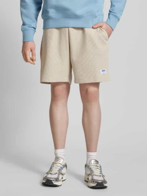 Szorty z dzianiny dresowej o kroju regular fit z naszywką z logo model ‘Nuwafflo’ Hugo Blue