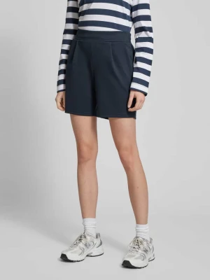 Szorty z dzianiny dresowej o kroju regular fit z zakładkami w pasie model ‘Kate’ Ichi