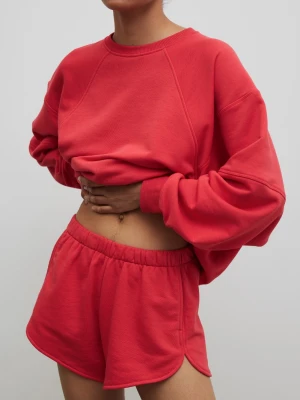 Szorty z dzianiny dresowej w kolorze HIBISCUS RED - HOMEY-XS Marsala