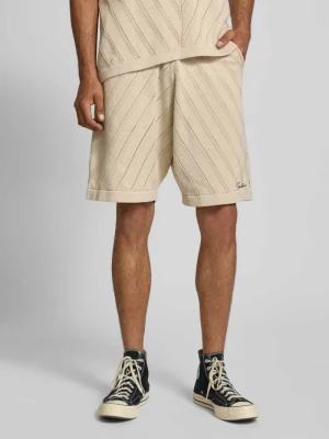 Szorty z dzianiny o kroju relaxed fit z wyhaftowanym logo model ‘Canva’ Pegador