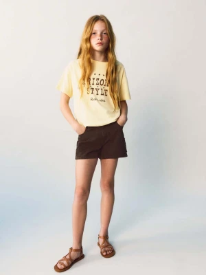 Szorty z haftowanymi gwiazdami czekoladowy - Dzieci - lata - MANGO KIDS