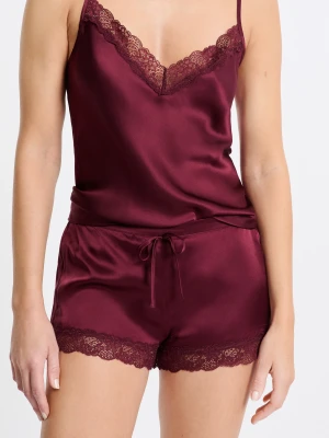 Szorty z jedwabiu z detalami z koronki Etam