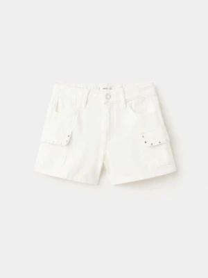 Szorty z kieszeniami i ćwiekami biały - Dzieci - - MANGO KIDS