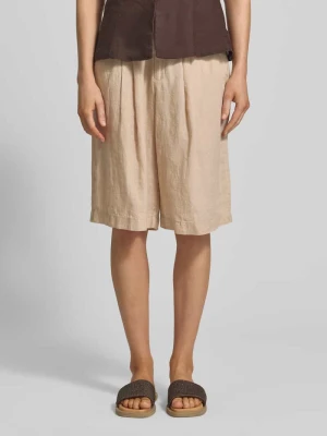 Szorty z lnu z szerokimi nogawkami z zakładkami w pasie s.Oliver RED LABEL
