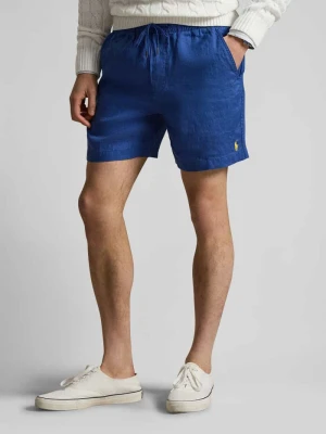 Szorty z lnu ze ściągaczem w pasie i przeszytym logo Polo Ralph Lauren