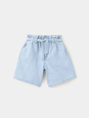 Szorty z marszczoną talią średni niebieski - Dzieci - - MANGO KIDS