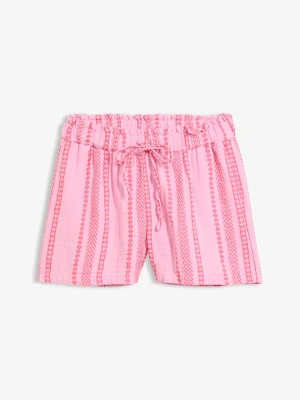 Szorty z przewiewnego muślinu BonPrix różowy