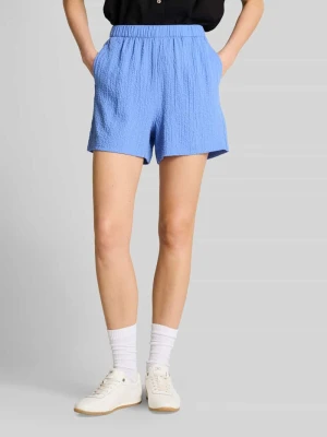 Szorty z tkaniny o kroju loose fit z mieszanka wiskozy Tom Tailor Błękitny