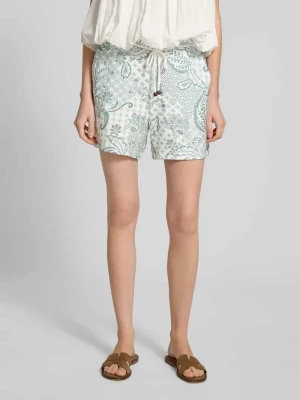 Szorty z tkaniny o kroju regular fit z mieszanki wiskozy model 'CILLE' Vero Moda Butelkowy zielony melanż