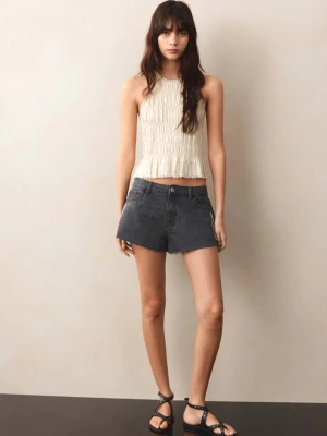 Szorty z wysokim stanem i ćwiekami black denim - Teen - - MANGO TEEN