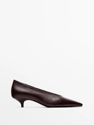 Szpiczaste Czółenka Na Obcasie - Bordowy - Massimo Dutti - Female