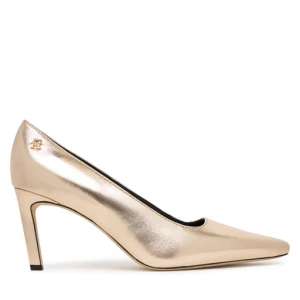 Szpilki Tommy Hilfiger Logo Metallic Pump Slanted Hl FW0FW08994 Złoty