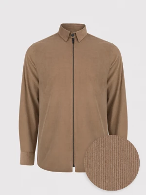 Sztruksowa koszula męska zapinana na suwak Pako Lorente